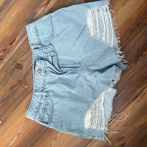Hollister Light Blue Ripped Jean Shorts